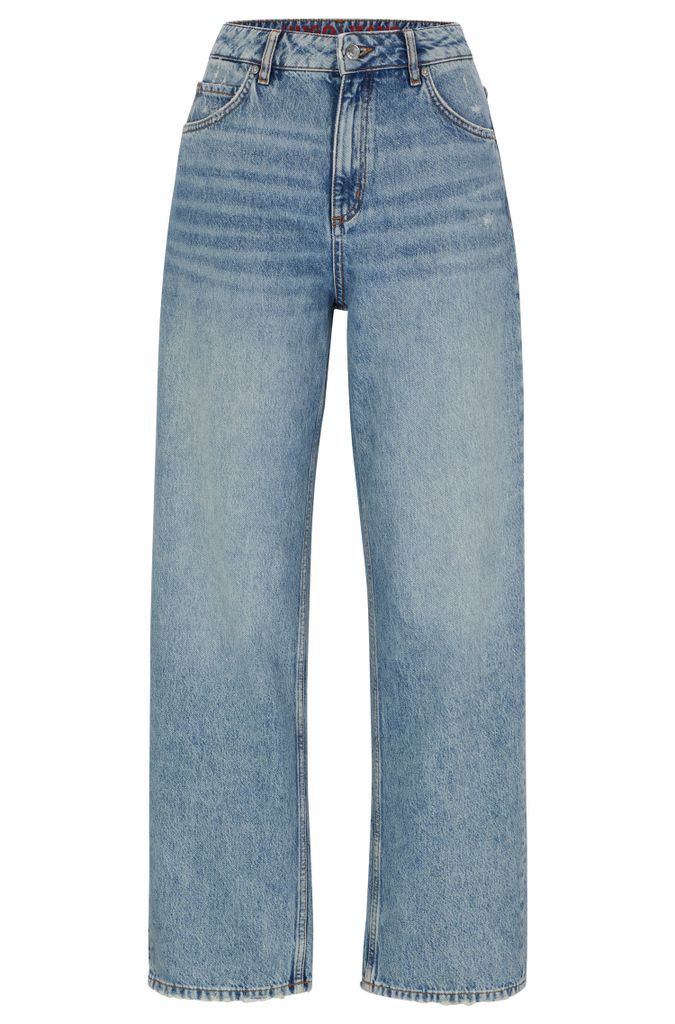 Relaxed-fit jeans in blue rigid denim