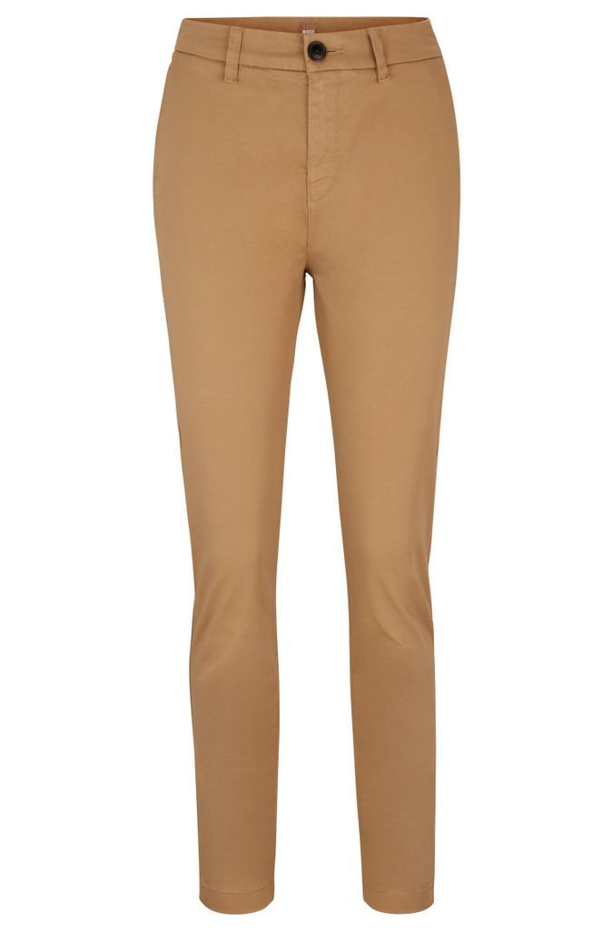 Regular-fit trousers in stretch-cotton satin