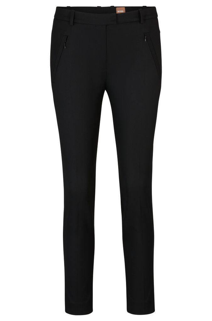 Cropped slim-fit trousers with zipped hems