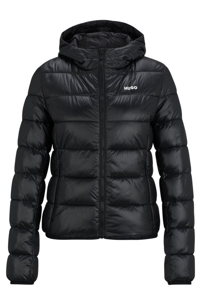 Water-repellent puffer jacket with logo print