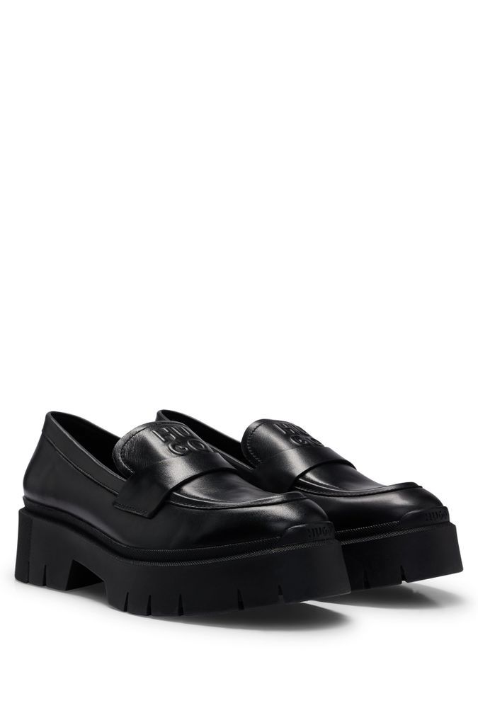 Chunky-sole loafers in smooth leather with logo details