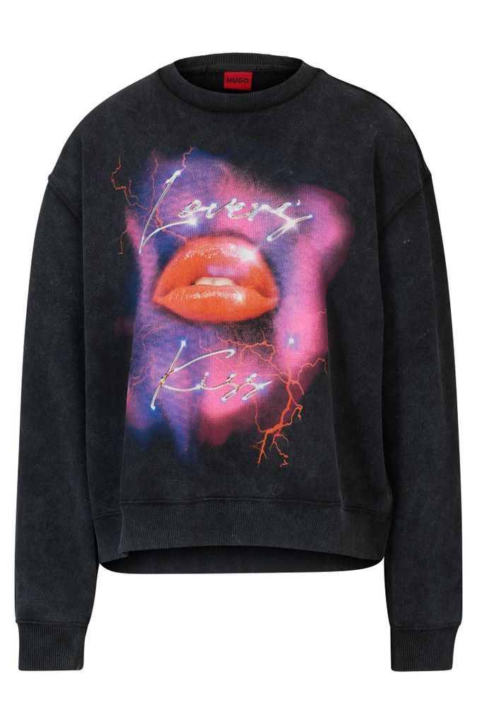 Oversized-fit sweatshirt in French terry with seasonal artwork