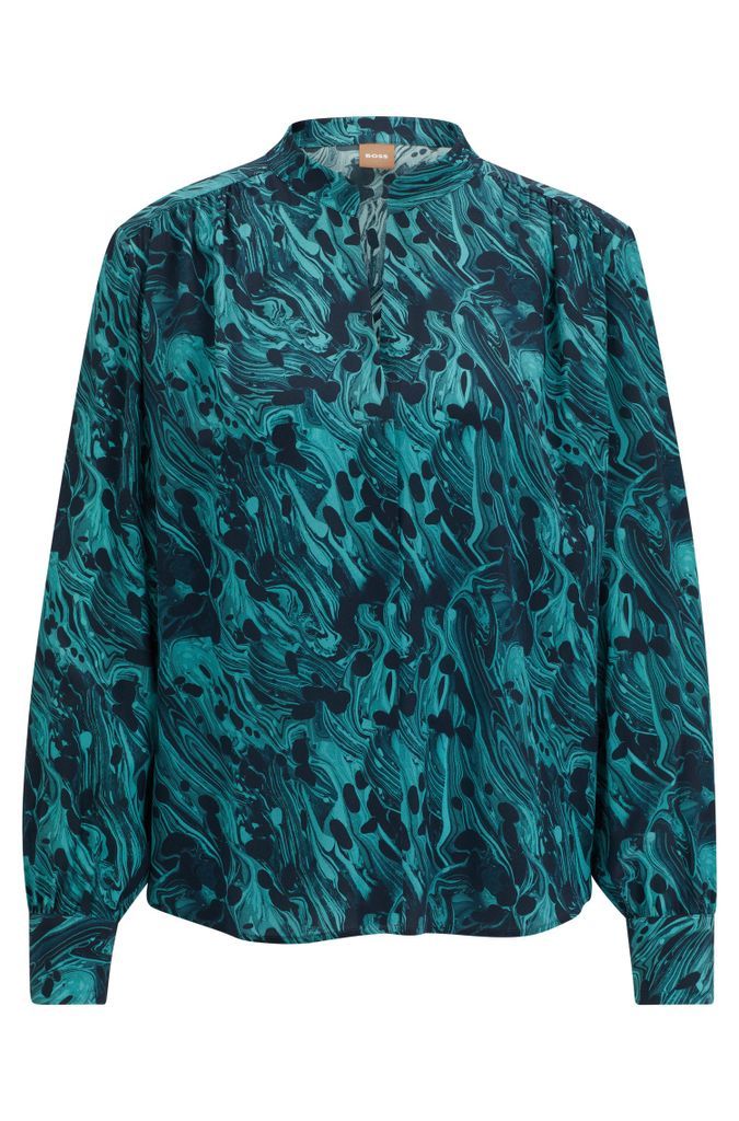 Regular-fit blouse in digitally printed silk