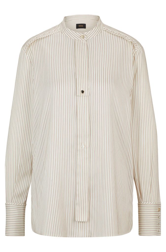 Relaxed-fit blouse in striped silk and cotton