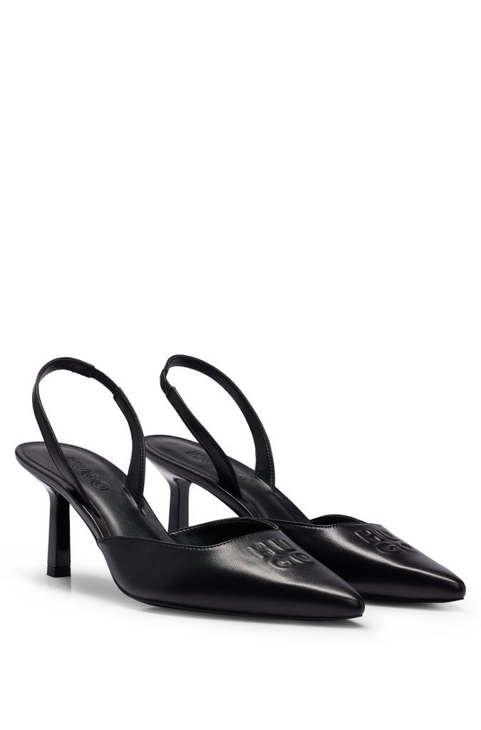 Slingback pumps in nappa leather with debossed logo