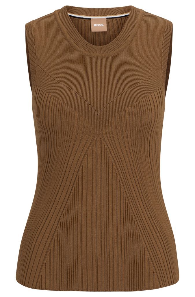 Sleeveless knitted top with ribbed structure