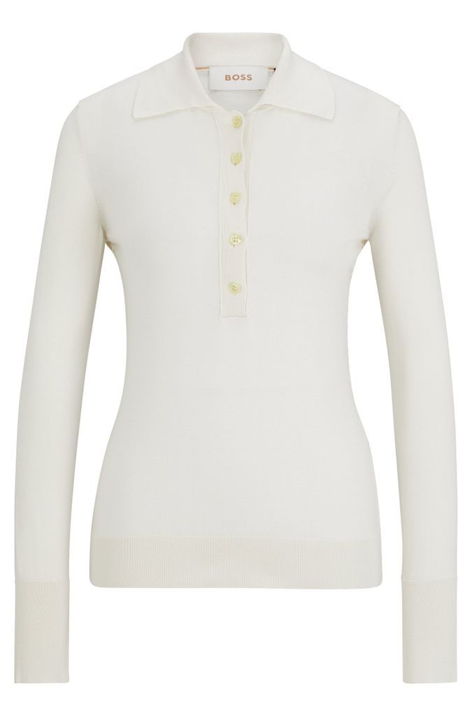 Silk sweater with polo collar in slim fit