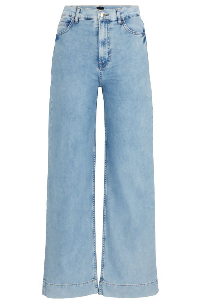 Regular-fit high-waisted jeans in blue denim