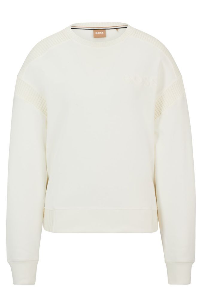 Cotton-blend sweatshirt with embossed logo and knitted tape