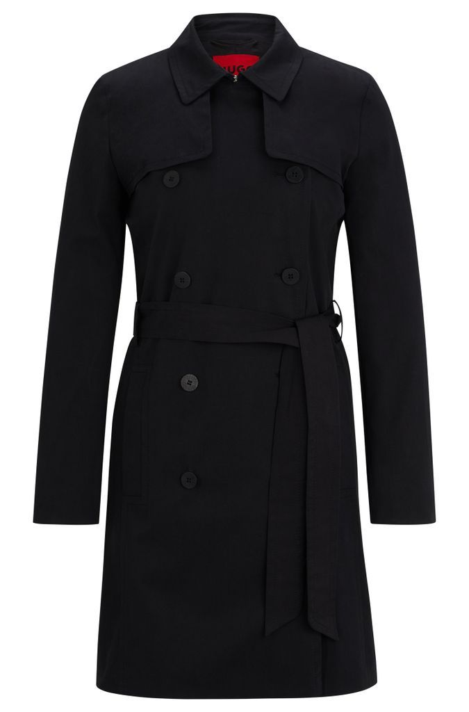 Belted trench coat in stretch cotton