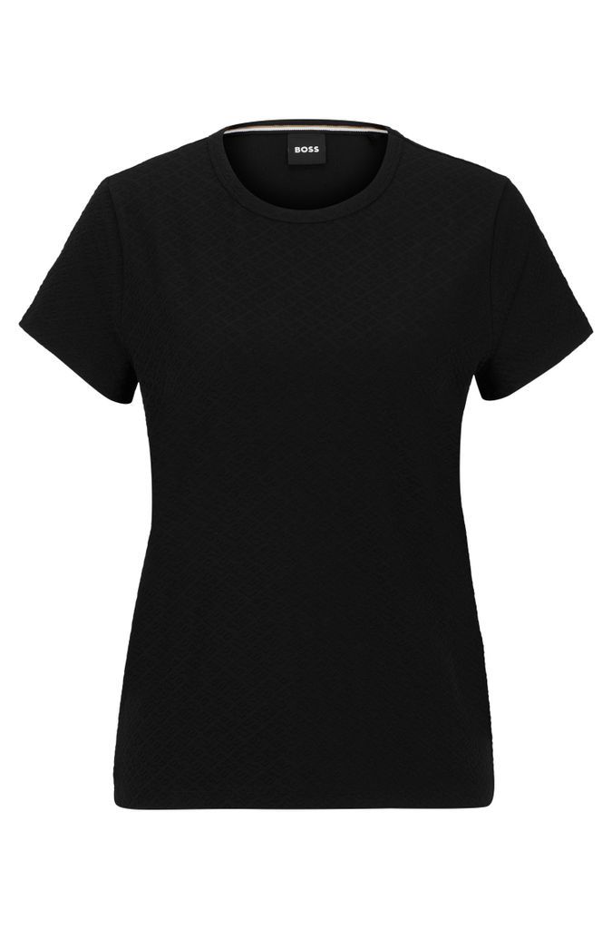 Cotton-blend T-shirt with 3D-structured knitted monograms