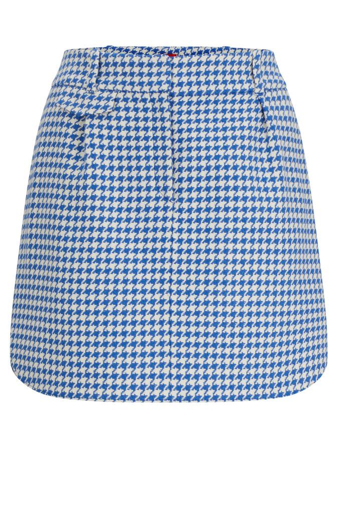 Houndstooth mini skirt in a cotton blend