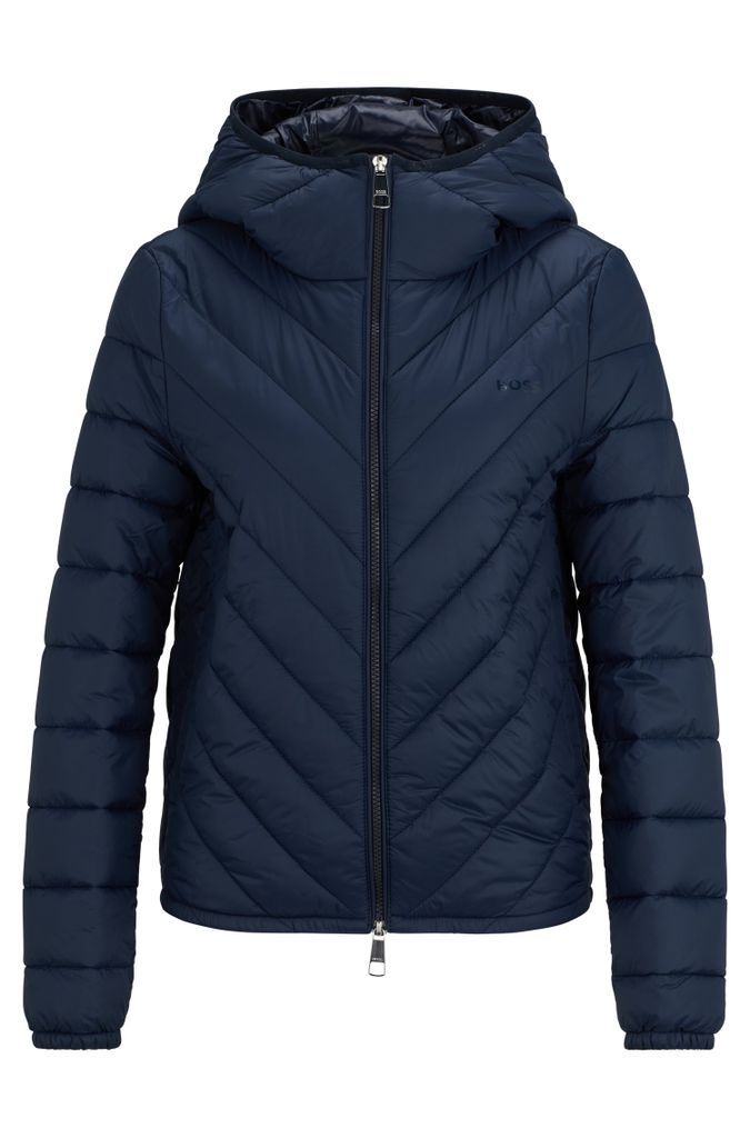 Water-repellent quilted jacket with logo-trimmed hood