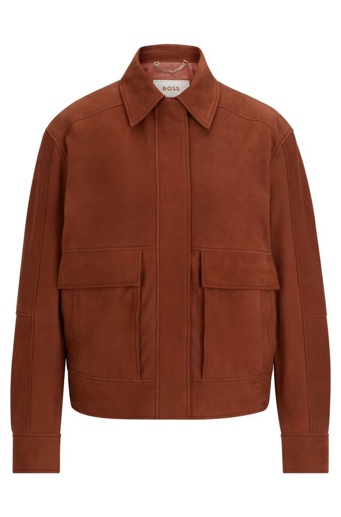 Regular-fit jacket in nubuck leather