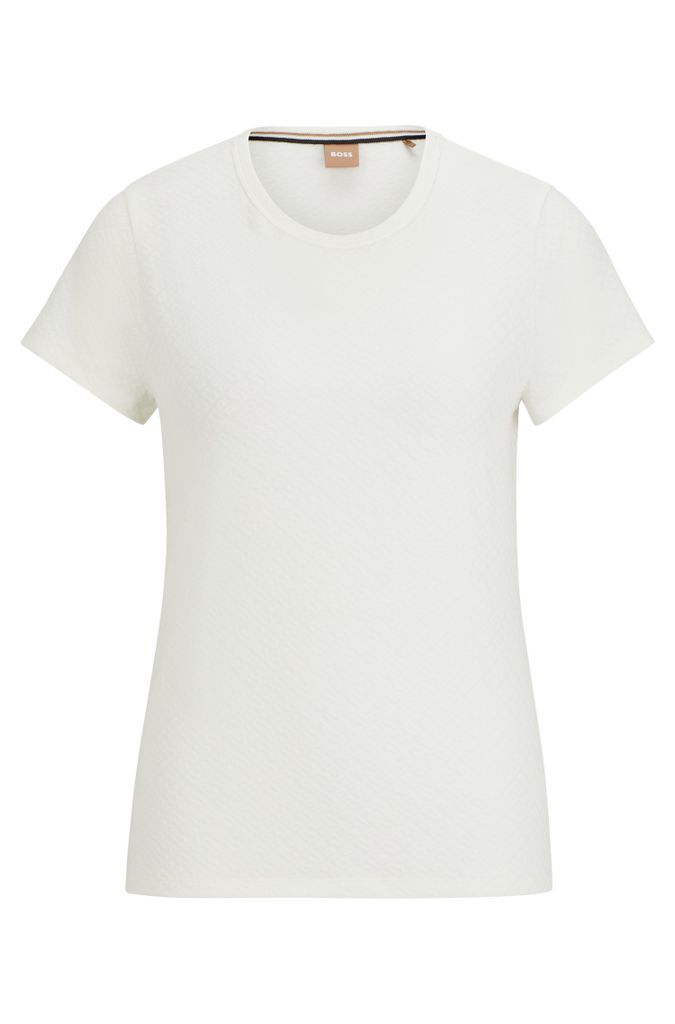 Cotton-blend T-shirt with 3D-structured knitted monograms