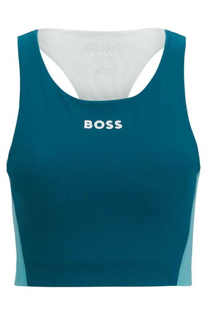 Colour-block racer-back top with logo details