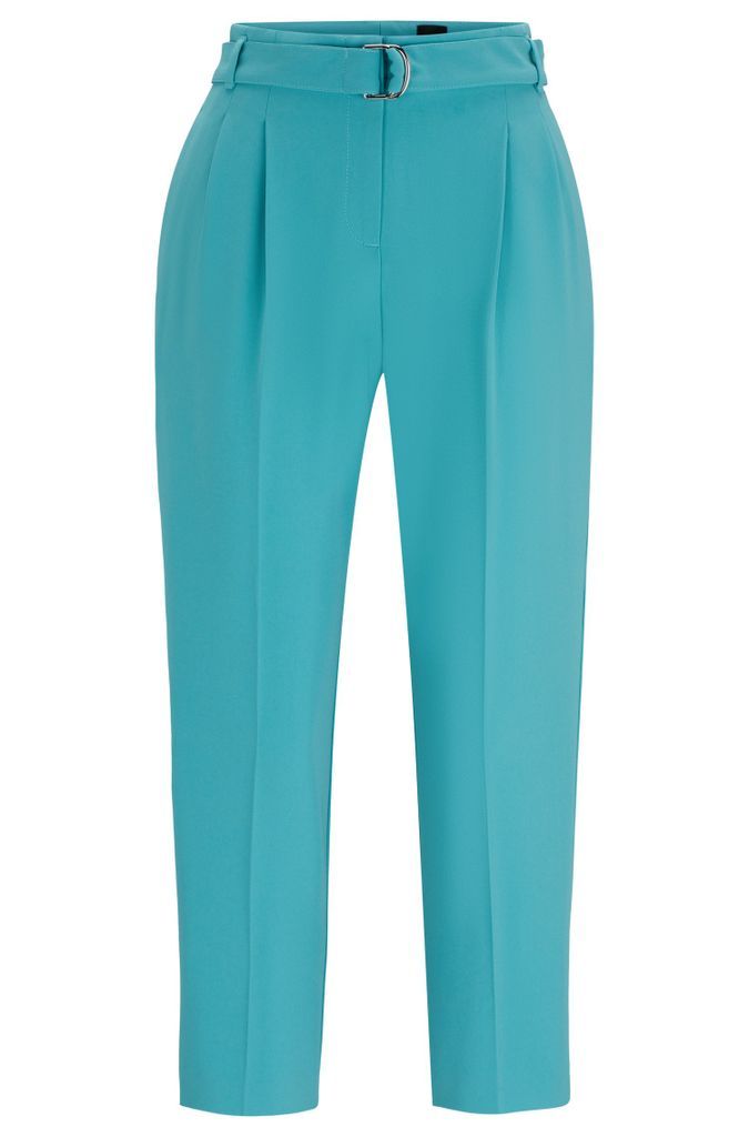 Regular-fit cropped trousers in crease-resistant crepe