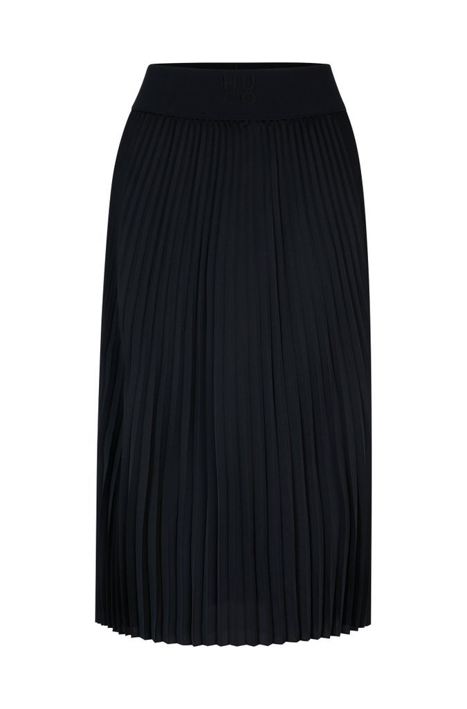 Plissé pleated midi skirt with stacked-logo waistband