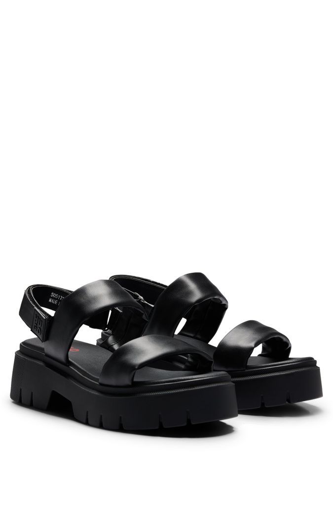 Nappa-leather sandals with padded upper straps
