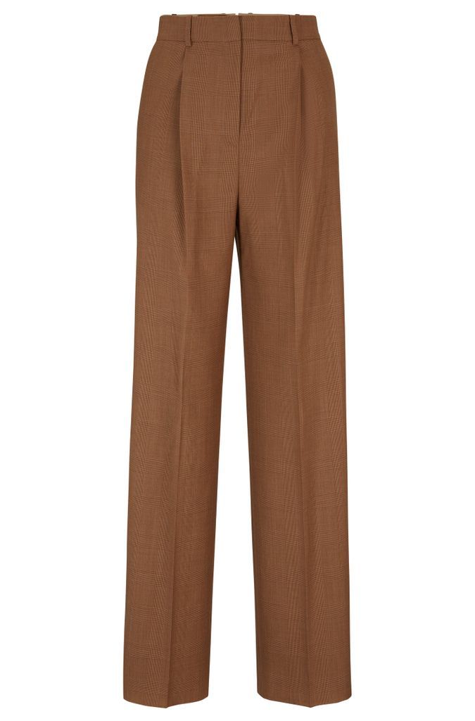 Regular-fit trousers in checked virgin wool and silk