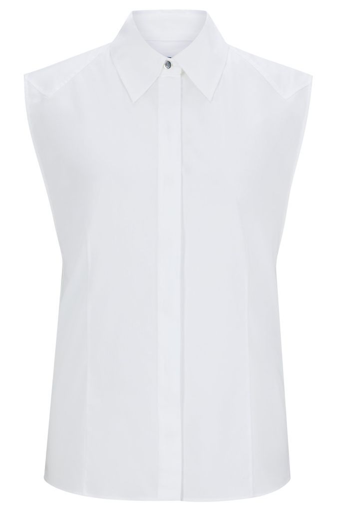 Sleeveless blouse in stretch-cotton canvas