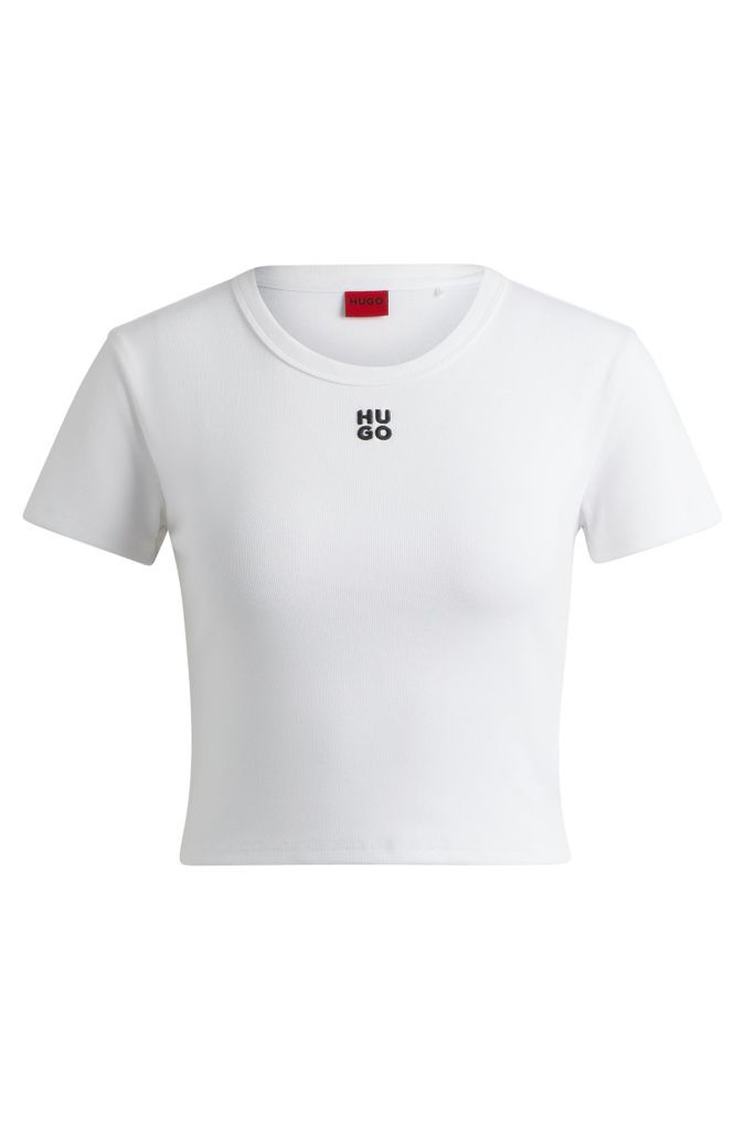 Cotton-blend cropped slim-fit T-shirt with stacked logo