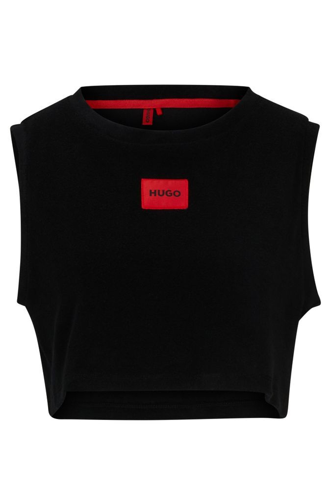 Cropped cotton-blend vest top with logo detail