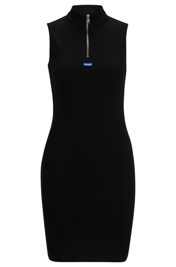 Slim-fit dress in stretch cotton with zip neckline