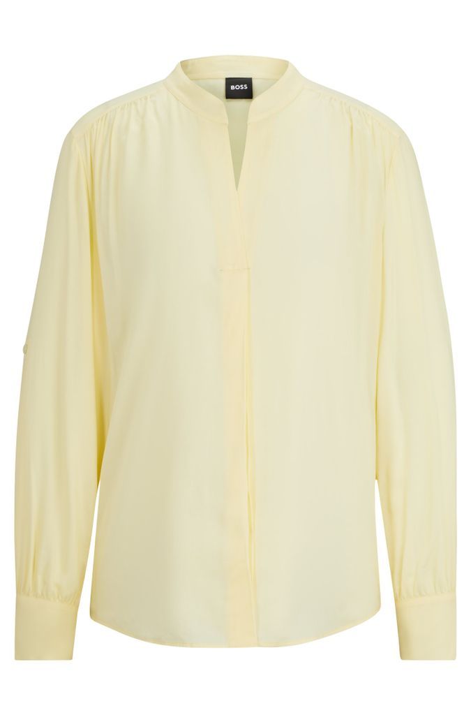 Notch-neckline blouse in lightweight voile