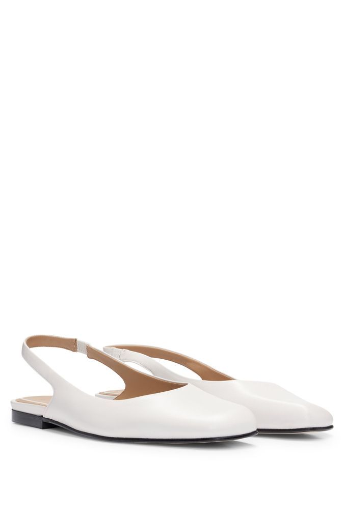Leather ballet flats with slingback strap and square toe