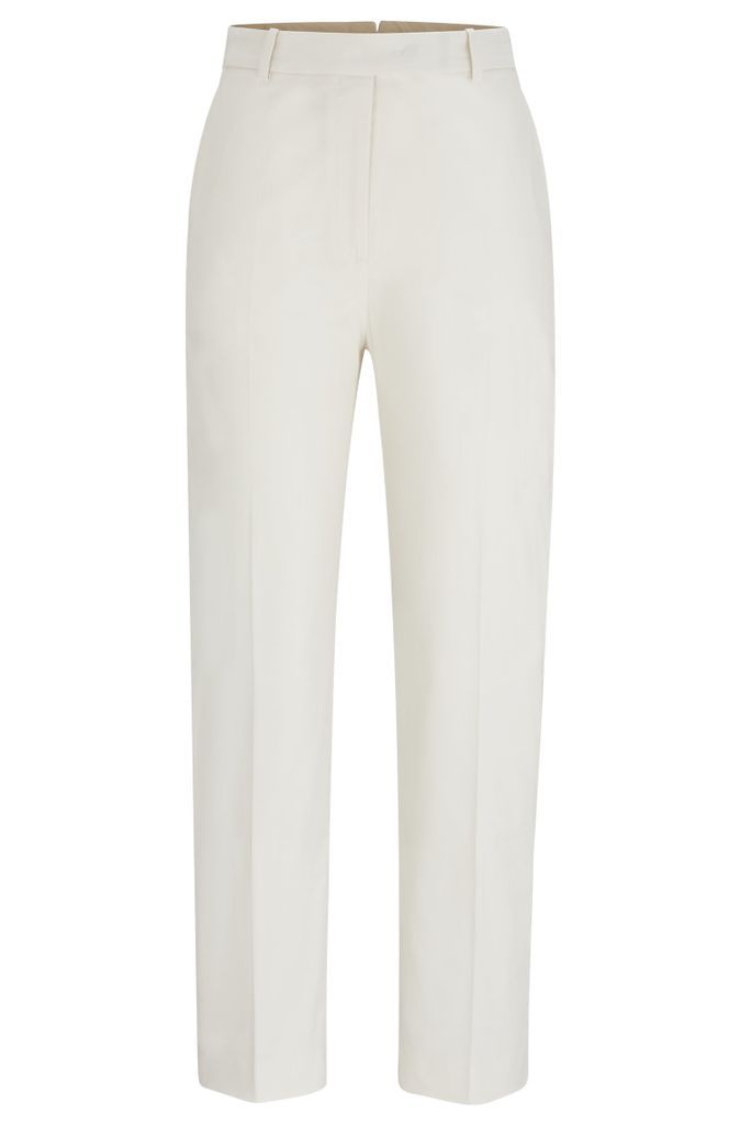 Regular-fit trousers in cotton, silk and stretch