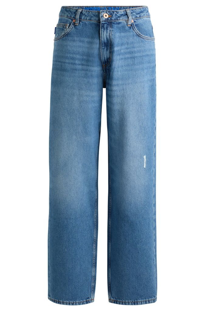 Relaxed-fit jeans in medium-blue cotton denim