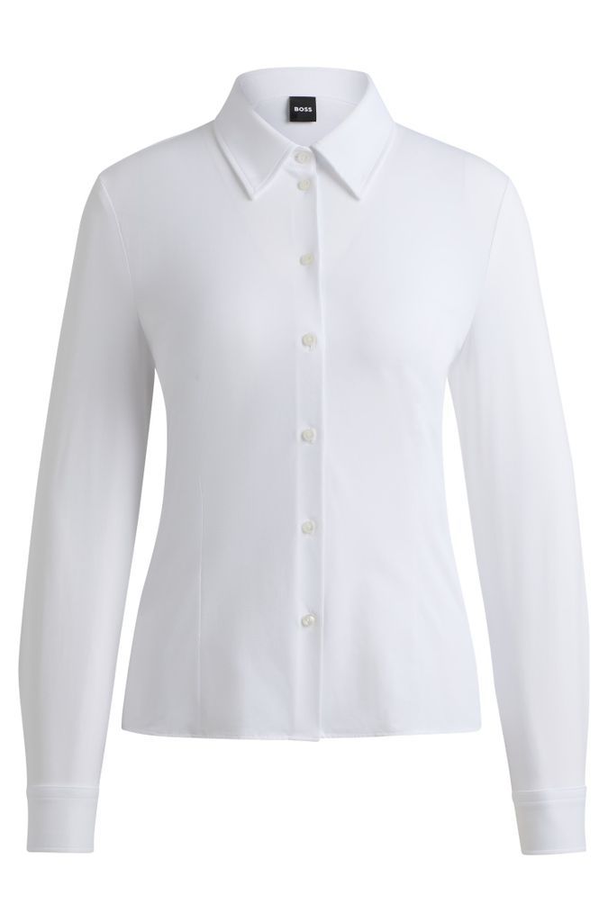 Extra-slim-fit blouse in Italian performance-stretch dobby