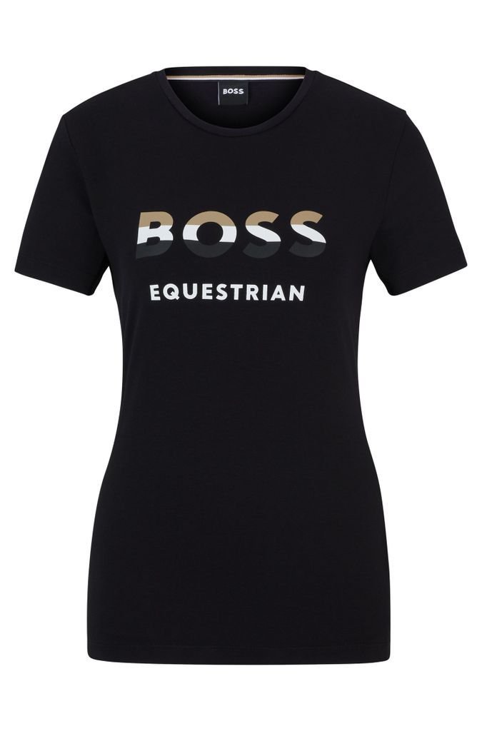 Equestrian stretch-cotton T-shirt with logo details