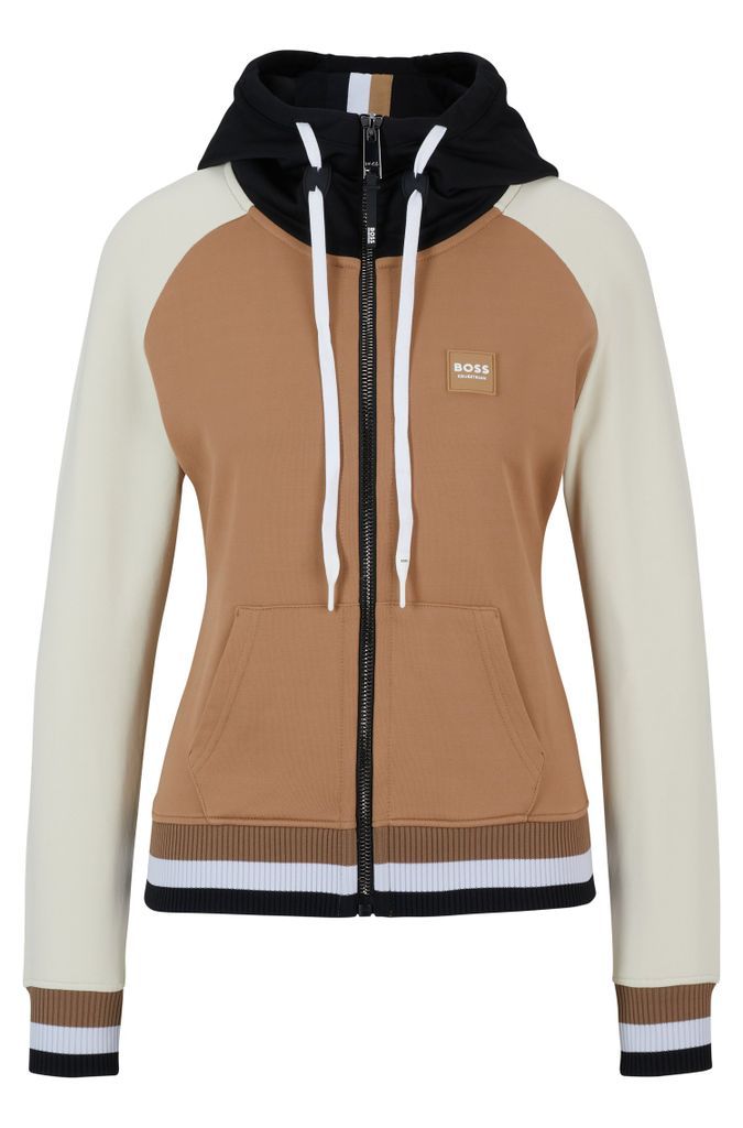 Equestrian zip-up colour-blocked hoodie with logo patch