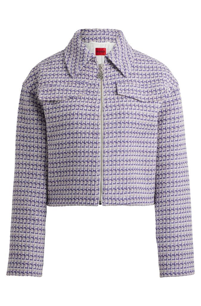 Relaxed-fit cropped jacket in a patterned cotton blend