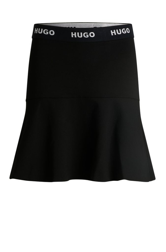 Jersey mini skirt with flounce hem