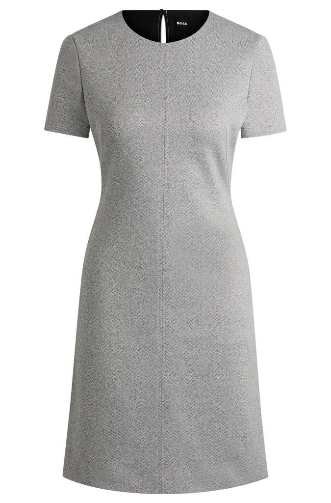 Short-sleeved dress in herringbone jersey