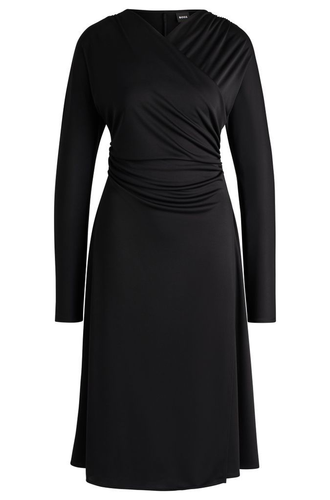 Long-sleeved dress with wrap front