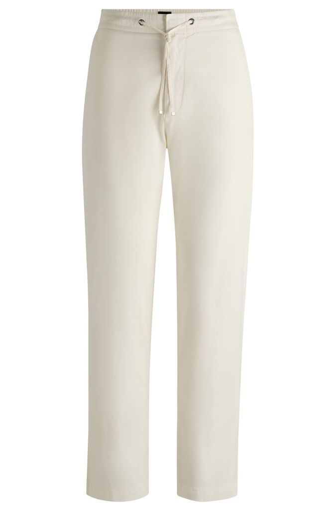 Stretch-cotton trousers with drawcord waist