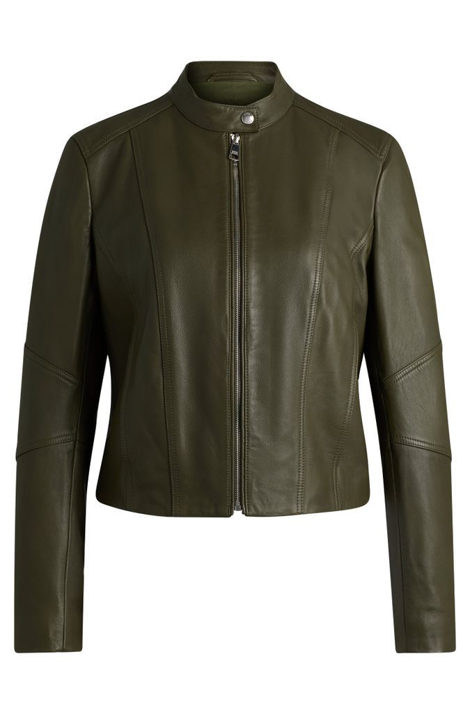 Regular-fit jacket in grained leather