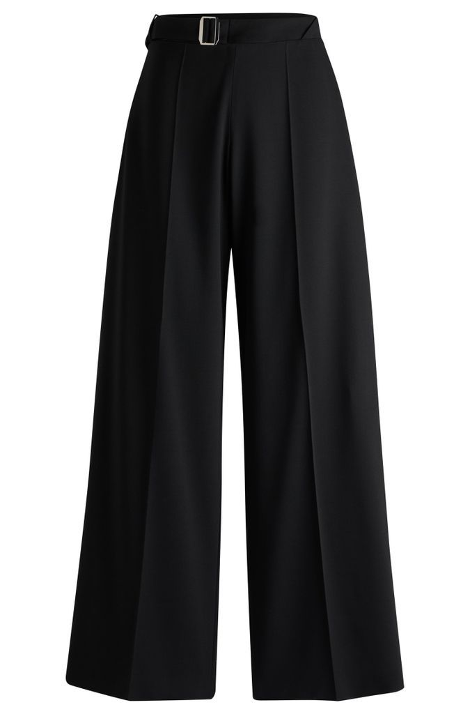 Stretch-wool trousers with feature waist and soft drape