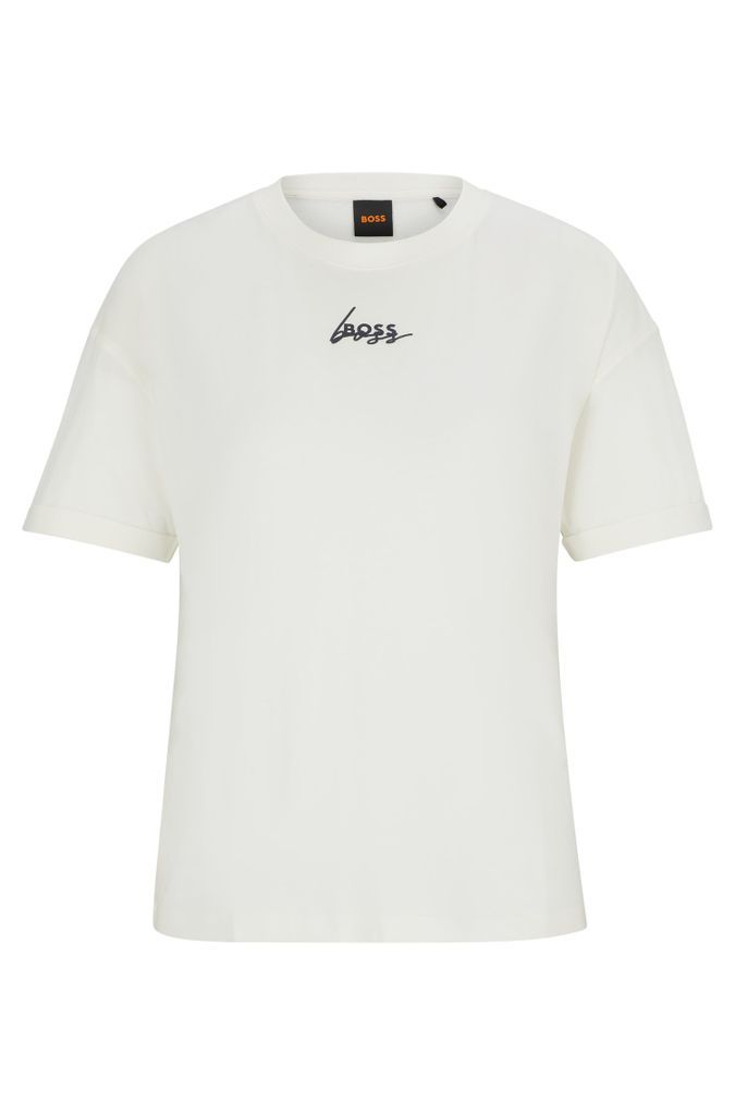 Cotton-jersey T-shirt with signature print