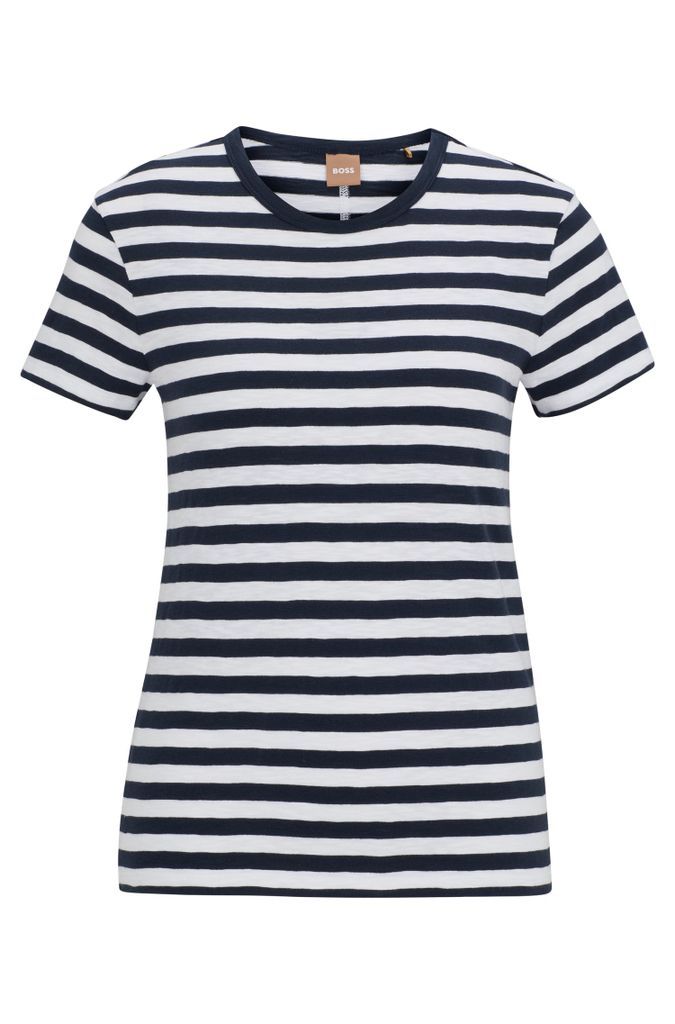 Slub-cotton T-shirt with horizontal stripe
