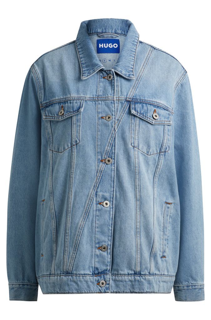 Boxy-fit jacket in blue rigid stonewashed denim