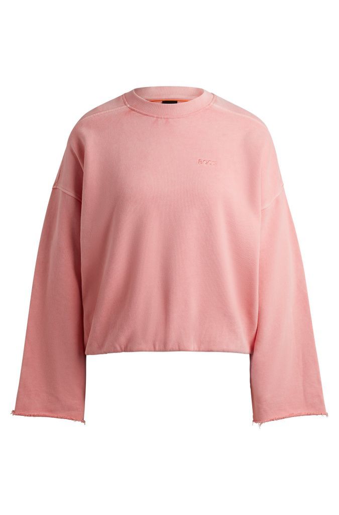 Cotton-terry sweatshirt with drawcord cuffs