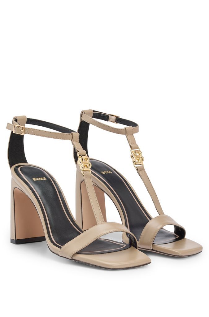 Leather sandals with T-bar strap