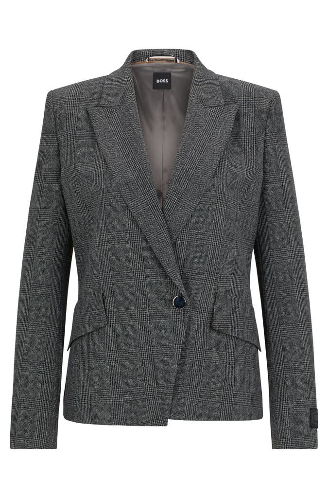 Regular-fit jacket in checked fabric with peak lapels