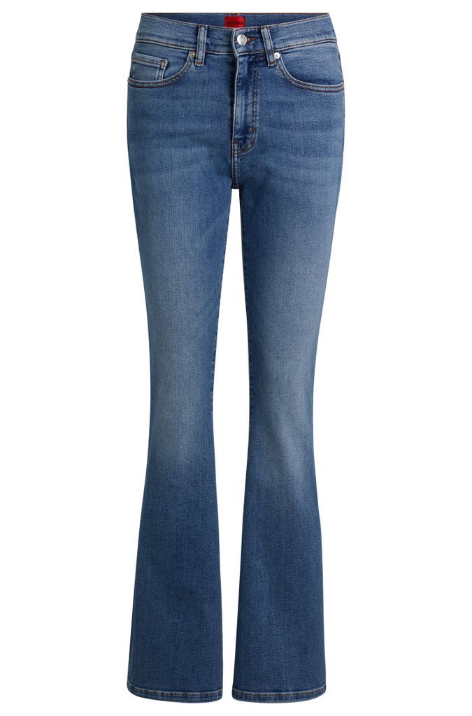 Skinny-fit flared jeans in blue super-stretch denim