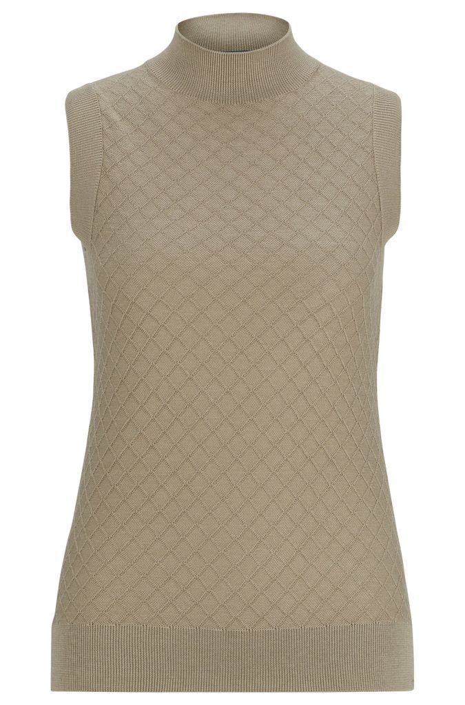 Sleeveless rollneck top in silk and cotton